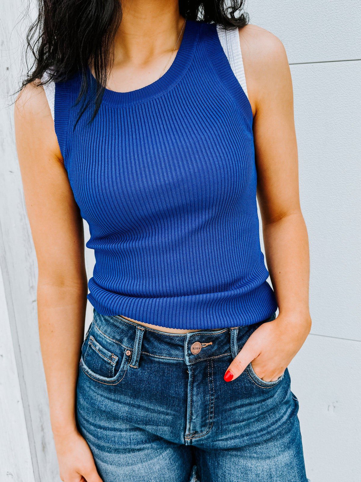 Ribbed Tank Blue Haze